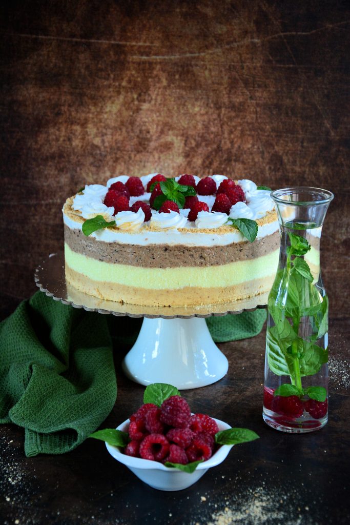 Pesak torta sa slojevima od plazme kokosa i oraha dekorisana šlagom i malinama | Minjina Kuhinjica Pesak torta sa slojevima od plazme kokosa i oraha dekorisana šlagom i malinama