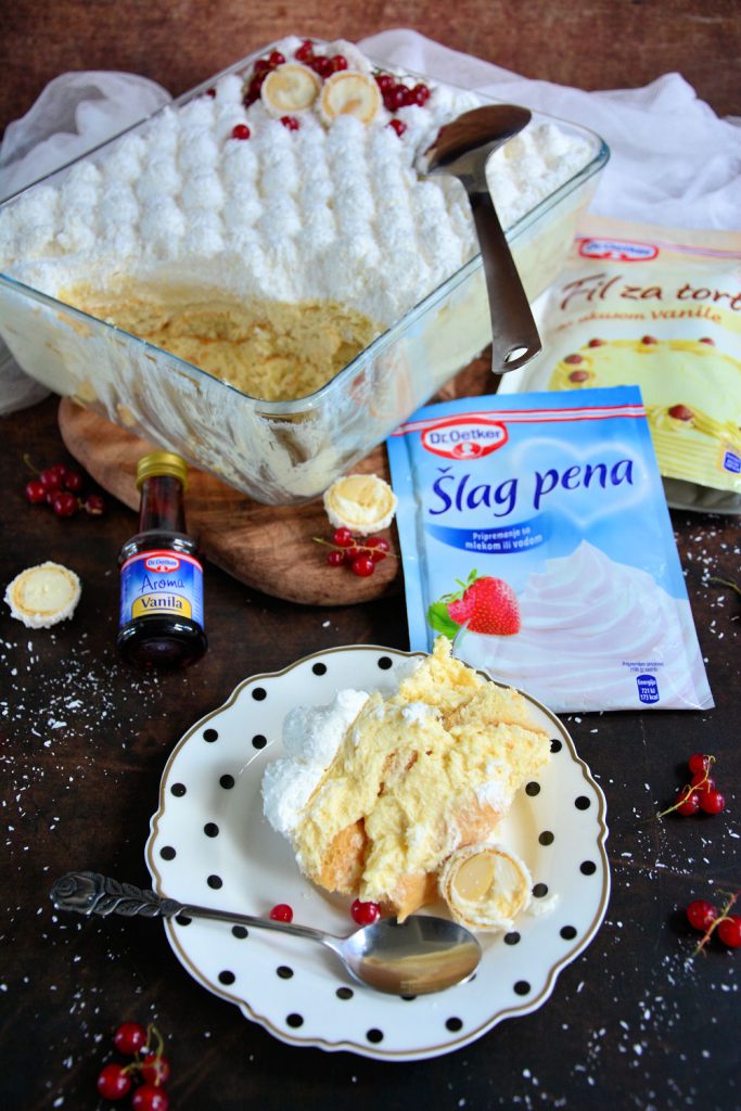 Rafaelo tiramisu bez pečenja sa kokosom i kremastim vanila filom Rafaelo tiramisu bez pečenja sa kokosom i kremastim vanila filom